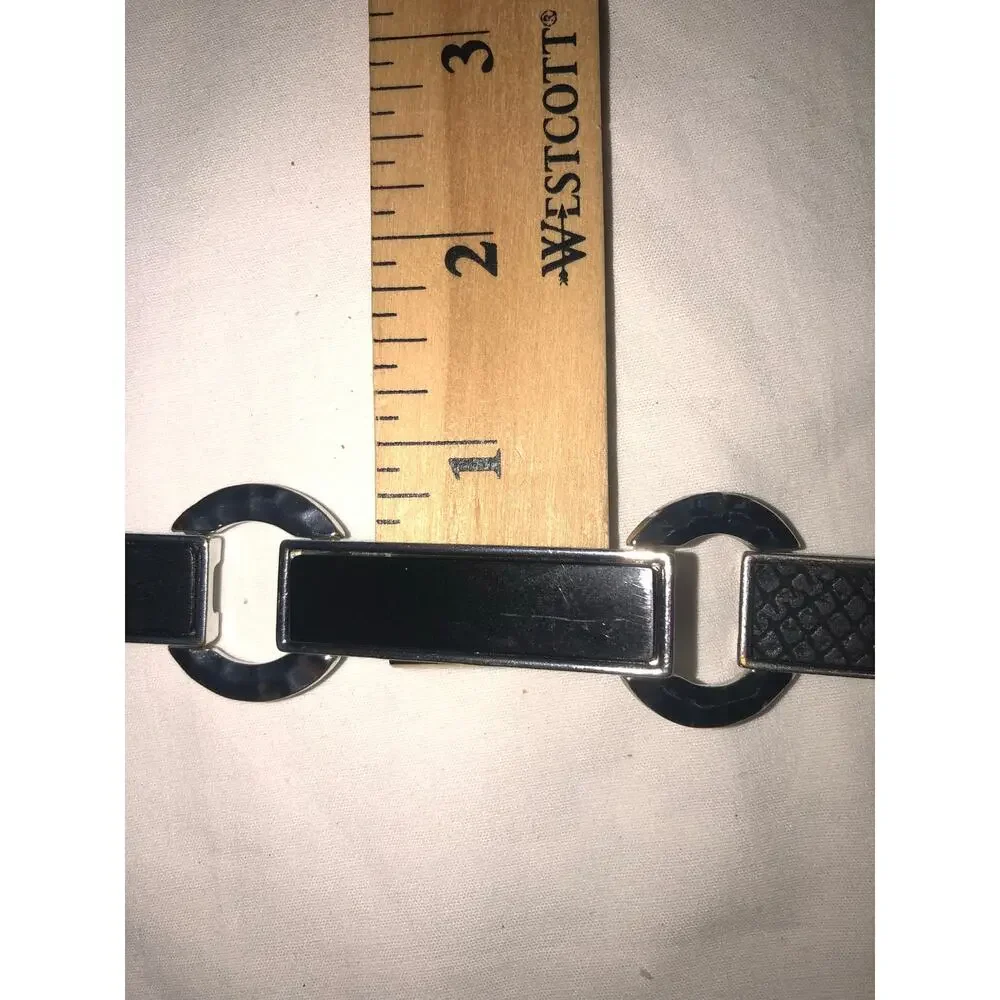 Chicos Chain Link Belt Silver Black Circles OS Hip Grunge Whimsigoth Y2K Indie